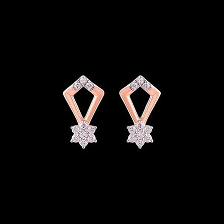 ORECCHINI A LOBO IN ORO ROSA 14K CON DIAMANTI DI LABORATORIO 0.09 CT DOC-13485-0008