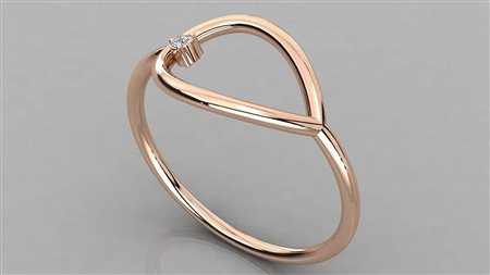 ANELLO IN ORO ROSA 14K CON DIAMANTE DA 0,02 CT CERTIFICATO GEMMOLOGICO ALLEGATO - DOC-0038126-0036
