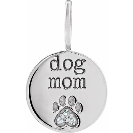 CHARM A FORMA DI IMPRONTA DI ZAMPA DI CANE IN ORO BIANCO 14K, CON DIAMANTE - 88110_B