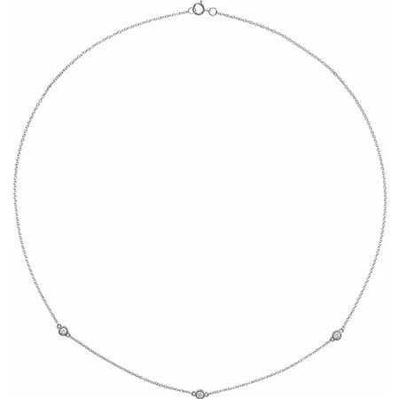 COLLANA IN ORO BIANCO 14K CON 3 DIAMANTI NATURALI - 68577