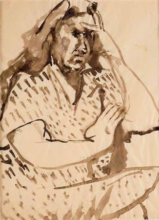 FAUSTO PIRANDELLO Roma 1899 – 1975 DONNA PENSOSA, 1951 acquarello su carta,...