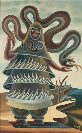 FORTUNATO DEPERO Fondo 1892 – Rovereto 1960 LA PITONESSA, 1936 olio su...