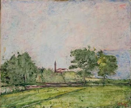 ARTURO TOSI Busto Arsizio 1871 – Milano 1956 MATTINA A SAN LORENZO, 1950 olio...