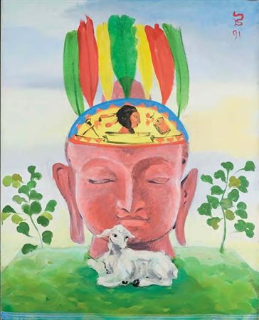 DAVID BOWES Boston, Massachusetts 1957 INDIAN HEAD, 1991 acrilico su tela, cm...