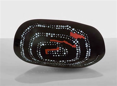 CARLO SCARPA Piatto detto “Murrina del serpente” di colore nero e rosso...