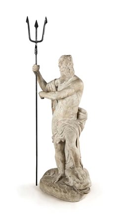 Scultura in marmo raffigurante il dio Nettuno XIX secolo cm 180x73x32 - la...
