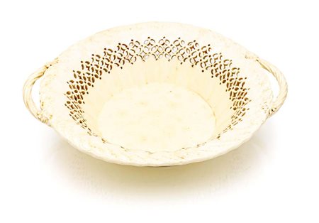 Cesto biansato in terraglia, XIX secolo cm 6x27,5x24 di forma circolare con...