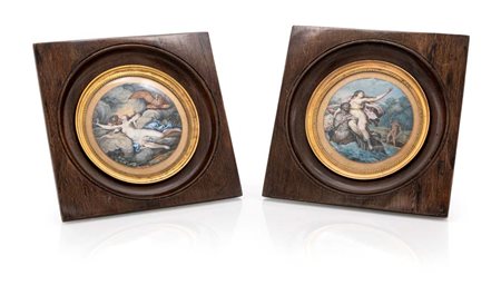 Anonimo del XIX secolo a) Giove e la ninfa Io b) Nesso e Deianira coppia di...