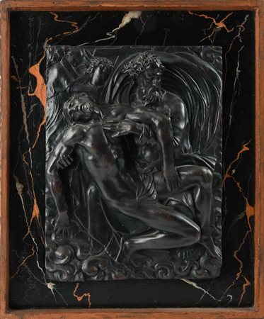 Compianto su Cristo morto XX secolo bassorilievo in bronzo cm 32x24 spessore...