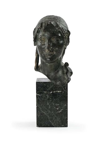 Testa di Saffo XIX secolo bronzo cm 30x17x20 - bronzo con base cm 49 di...