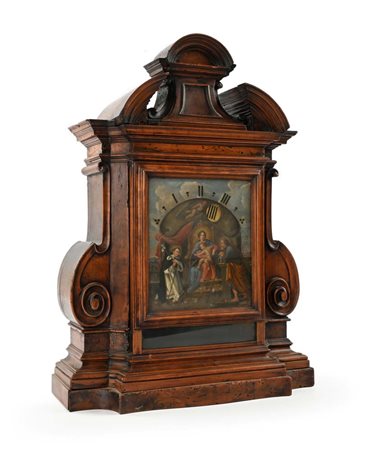 Orologio notturno in legno con cassa architettonica, Roma, XVII secolo cm...