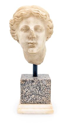 Testa di Igea XVII/XVIII secolo marmo bianco 36x12x12 piedistallo a dado in...