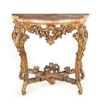 Console in legno intagliato e dorato, XVIII secolo cm 92x113x57,5 piano...