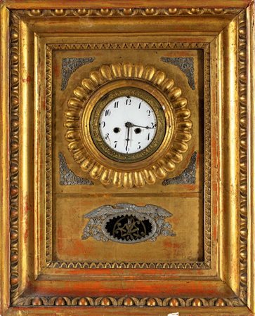 Orologio da parete Biedermeier in legno dorato, Austria, XIX secolo cm...