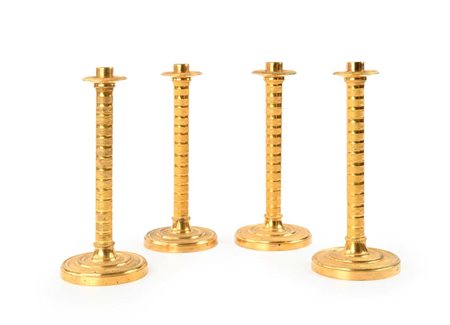 Quattro candelieri Carlo X in bronzo dorato, prima metà del XIX secolo...