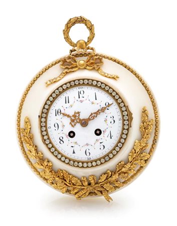 Orologio da muro e da tavolo in marmo bianco, Francia, seconda metà del XIX...