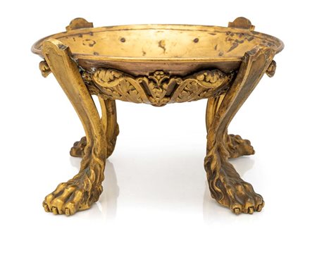 Braciere in bronzo dorato, Francia, epoca Impero cm 16x26,5 bacino circolare...