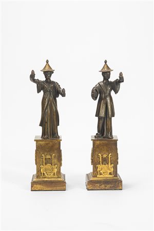Coppia di figure orientaliste in bronzo. Secolo XIX