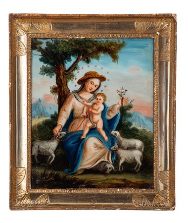 Madonna con Bambino e agnellini. Scuola dell’Italia meridionale, secolo XVIII – XIX