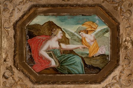 Agar e l’angelo, verre peint, secolo XVIII.