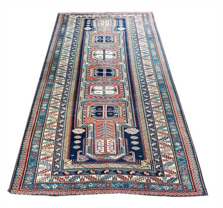  
Tappeto Kuba-Baku con disegno Orduch Konagkend Caucaso orientale, fine XIX Secolo
 217 x 123 cm