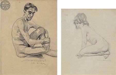 NOVATI MARCO Venezia 1895 - 1975 Figure 1921 - 1922 lotto si 2 disegni a...