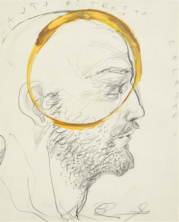 CECCOBELLI BRUNO Monte Castello Vibio 1952 Autoritratto celeste tecnica mista...