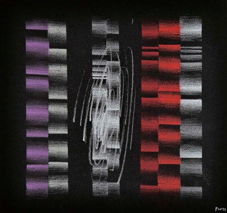 FINZI ENNIO Venezia 1931 Scale cromatiche pastelli su cartoncino 33x34 firma...