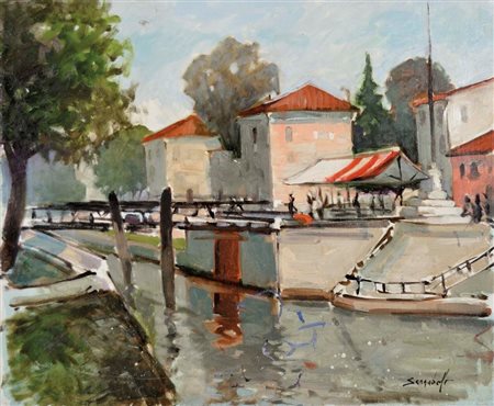 SCARABELLO Paesaggio olo su tela 50x60 firma in basso a destra