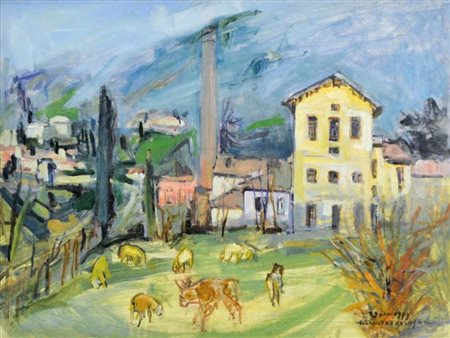 TREVISAN RENATO Noale 1941 - 2009 Vecchia filanda a Possagno 1993 olio su...