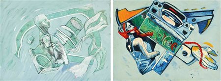 EULISSE VINCENZO Venezia 1936 senza titolo 1970 lotto di 2 olii su tela 30x40...