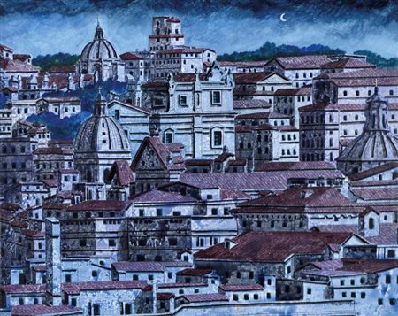CAPUTO TONINO Lecce 1933 Notturno a Roma barocca olio su tela 40x50 firma in...