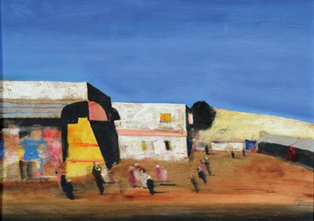 MAGAZZINI SALVATORE Pistoia 1955 Sharm el Sheikh olio su tavola 50x70 firma...