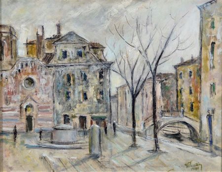 VALENZIN GIORGIO Pordenone 1901 - Venezia 1978 Campo San Vio 1940 olio su...