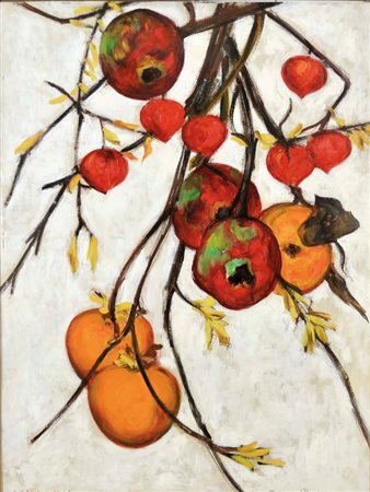 POTENZA PRIMO Venezia 1909 - 1983 Cachi e melagrani composizione 1966 olio su...
