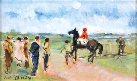 CHERUBINI CARLO Ancona 1897 - Venezia 1978 Fantini olio su tavola 16x25 firma...