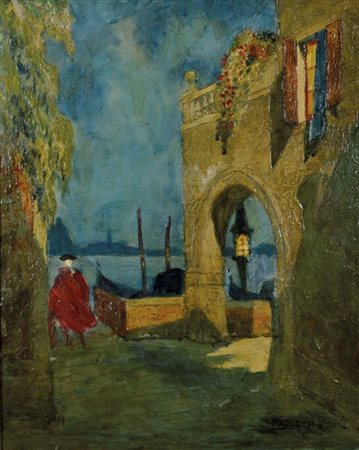 PAOLETTI RODOLFO Venezia 1866 - 1930 Scena veneziana olio su tavola 50x40...