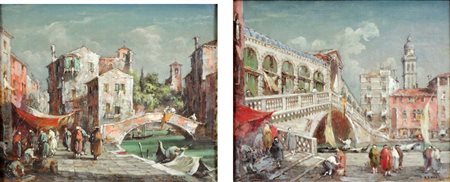 ZENO E. Chioggia 1880 - Milano 1956 Capriccio veneziano lotto di 2 olii su...