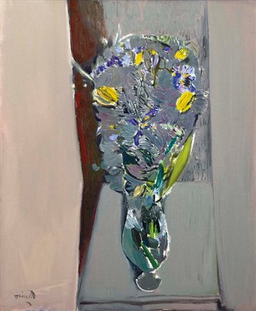 DINETTO LINO Este (Pd) 1927 Vaso di fiori olio su tela 60x50 firma in basso a...