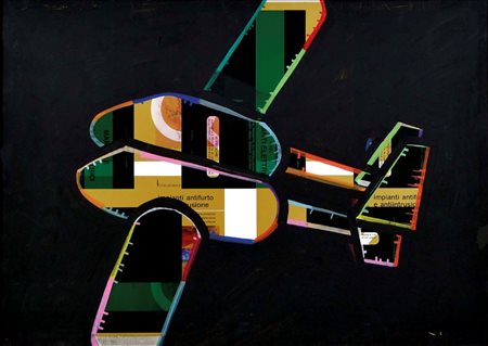 VOLPINI RENATO Urbino 1934 senza titolo 1986 collage su carta 70x50 firma e...