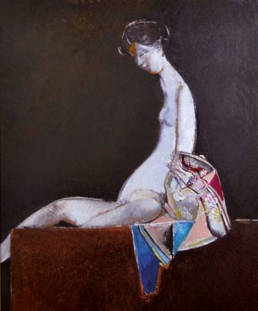 DINETTO LINO Este (Pd) 1927 Figura olio su tela 60x50 firma in basso a destra