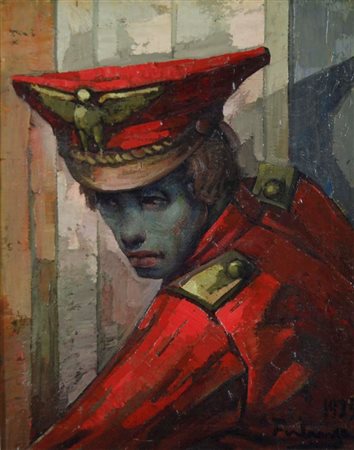 FERLENGA FRANCESCO Castiglione 1916 - 2004 Ragazzo 1975 olio su tela 50x40...