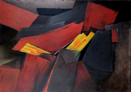 DE ROSA FRANCO senza titolo tecnica mista su carta 70x100 firma in basso a...