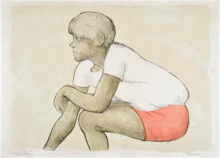 TIRINNANZI NINO Greve in Chianti 1923 - 2002 Ragazzo litografia es. 72/80...