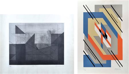 AUTORI VARI Soggetti vari lotto di 2 grafiche 45x55 - 68x48 Moriconi Angelo:...