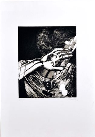 MULAS FRANCO Roma 1938 senza titolo acquaforte es. 5/90 35x29 (lastra) firma...