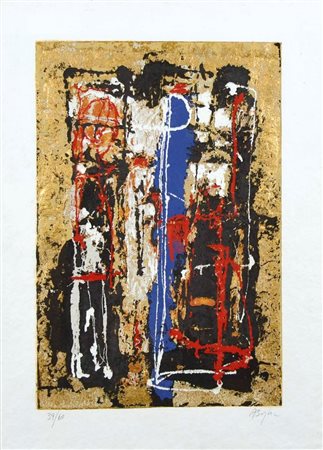 BORGHI ALFONSO Reggio Emilia 1944 senza titolo litografia materica su carta a...