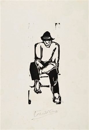 VIANI LORENZO Viareggio 1882 - Ostia 1936 Figura xilografia es. 43/50b 50x35...