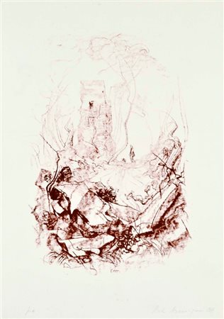 ANNIGONI PIETRO Milano 1910 - Firenze 1988 Figura nel paesaggio serigrafia...