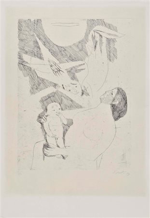 SAETTI BRUNO Bologna 1902 - Venezia 1984 Maternità 1979 acquaforte es. IX/XX...